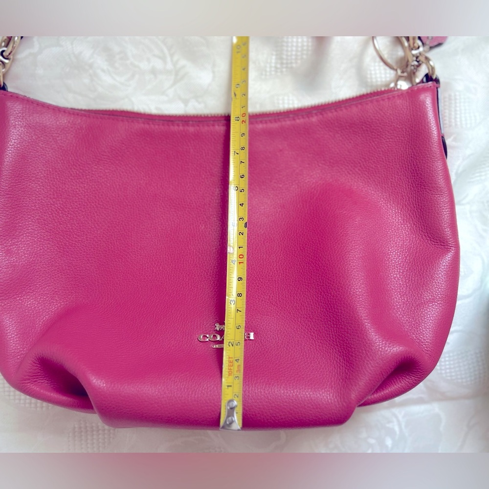 Coach pebbled pink hobo 2way crossbody shoulder leather bag with removal strap - Picture 12 of 17
